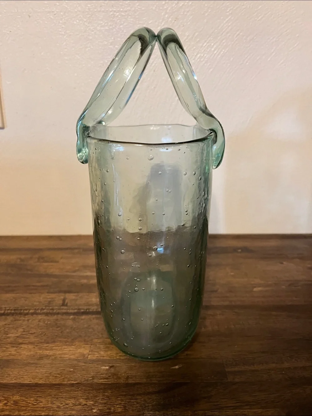 Glass Purse Vase in Light Green